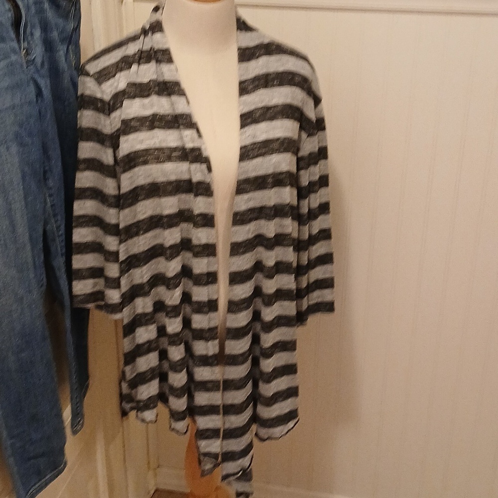 Torrid Black and Gray Striped Cardigan